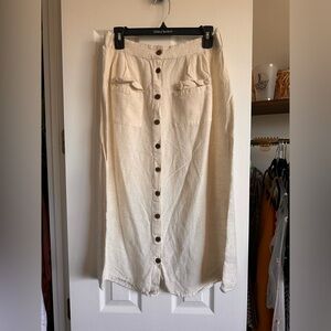 Button-Front Cream Skirt